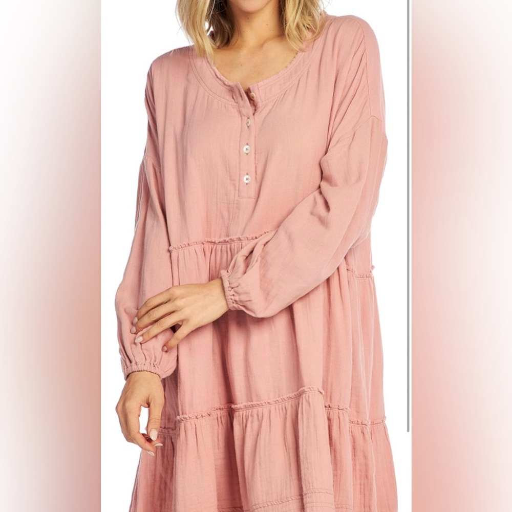 New Mud Pie Kynlee Dress Rose Pink Women’s Large Crinkle Cotton Gauze - Picture 2 of 10